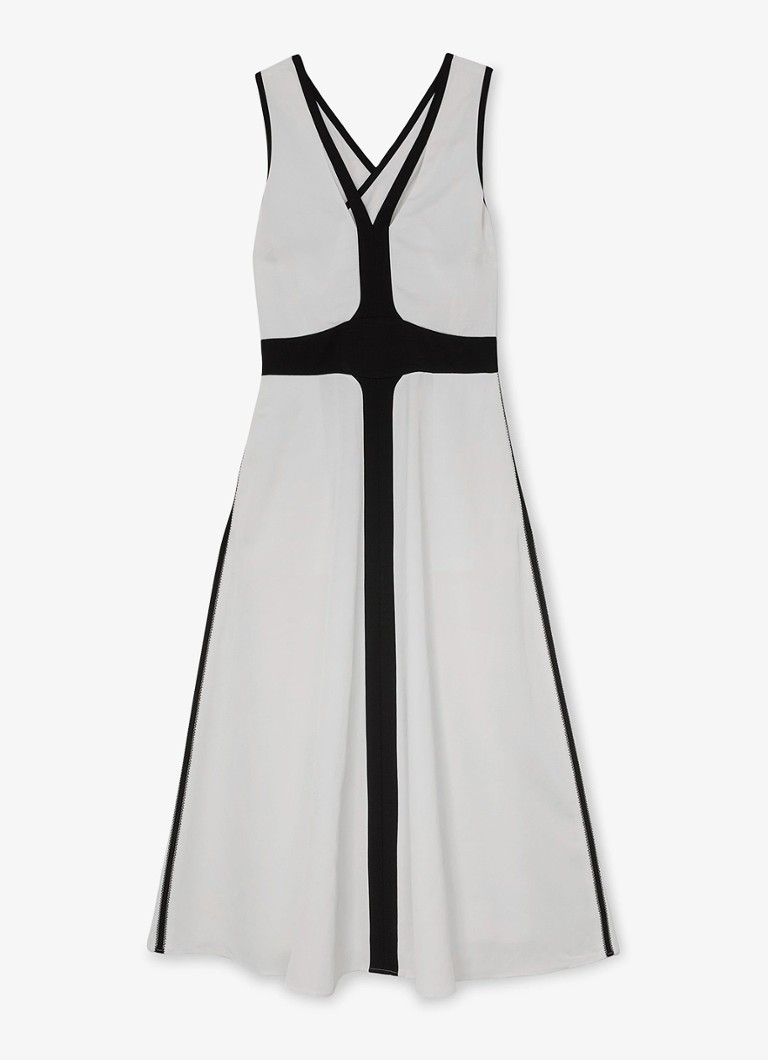 Reiss Dames Nova midi jurk in linnenblend in de kleur Ivoor
