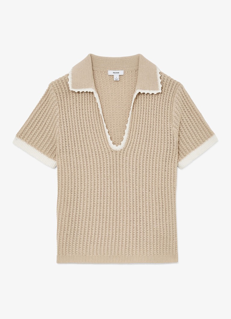 Reiss Dames Ottilie grofgebreide top in linnenblend in de kleur Beige