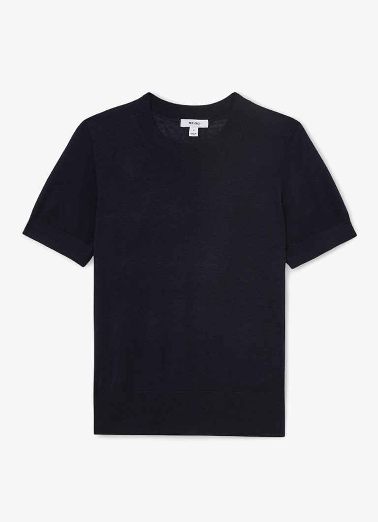 Reiss Dames Livy fijngebreide top in linnenblend in de kleur Donkerblauw