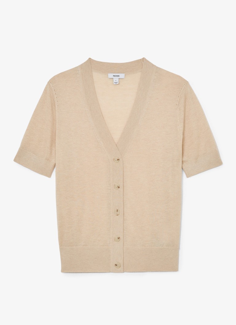 Reiss Dames Seren fijngebreid vest in linnenblend in de kleur Beige