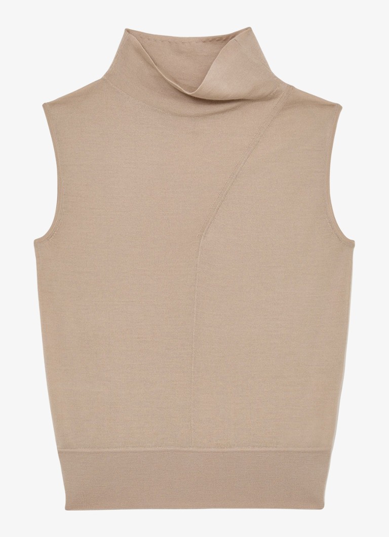 Reiss Dames Honey top van wol met col in de kleur Beige