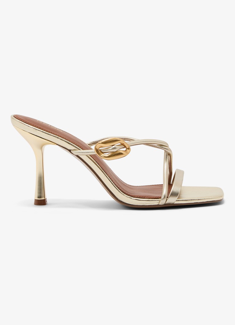 Reiss Dames Alex muiltje van leer met metallic finish in de kleur Goud
