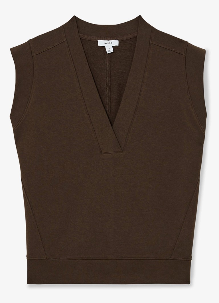 Reiss Dames Willa top met V-hals in de kleur Chocoladebruin