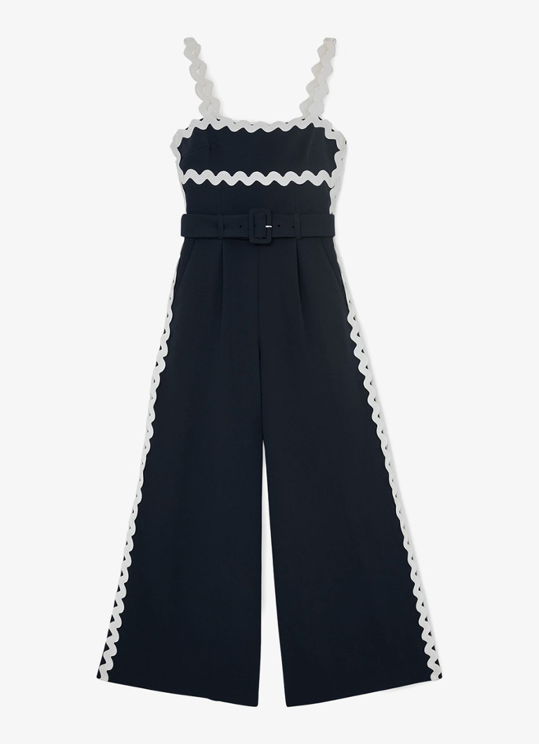 Reiss Dames Dash wide fit jumpsuit met steekzakken in de kleur Donkerblauw