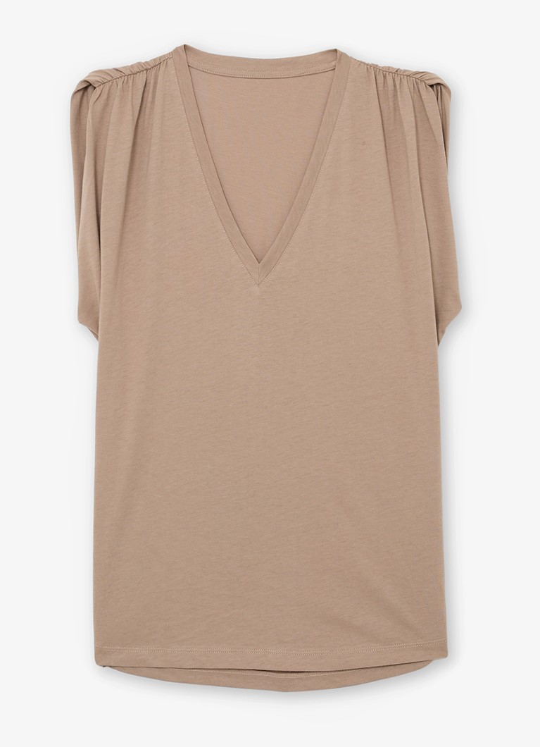 Reiss Dames Renee top met V-hals in de kleur Beige