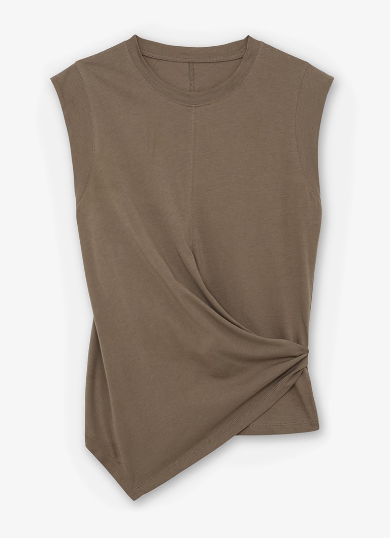 Reiss Dames Tia top met gedrapeerd detail in de kleur Khaki