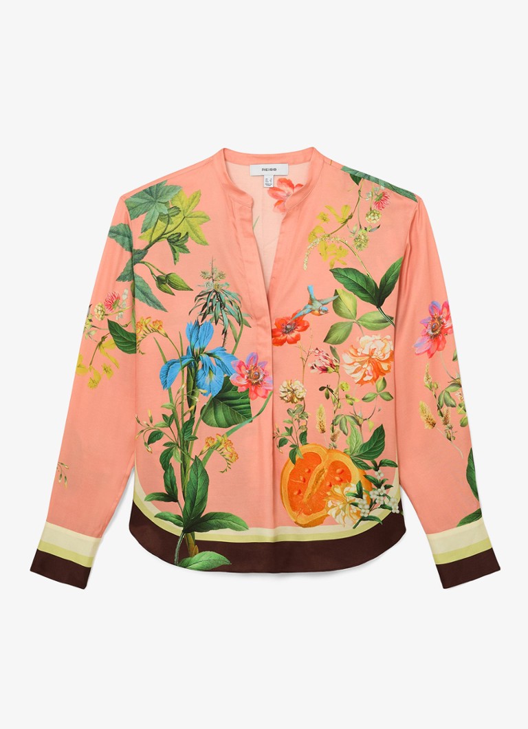 Reiss Dames Milos blouse met print in de kleur Oudroze