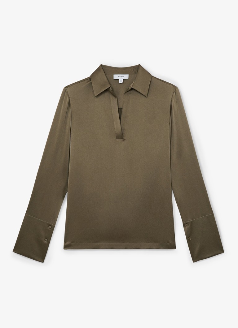 Reiss Dames Marina tuniek van zijde in de kleur Khaki