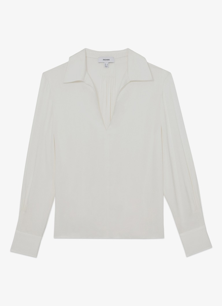Reiss Dames Orla tuniek in zijdeblend met kraag in de kleur Wit