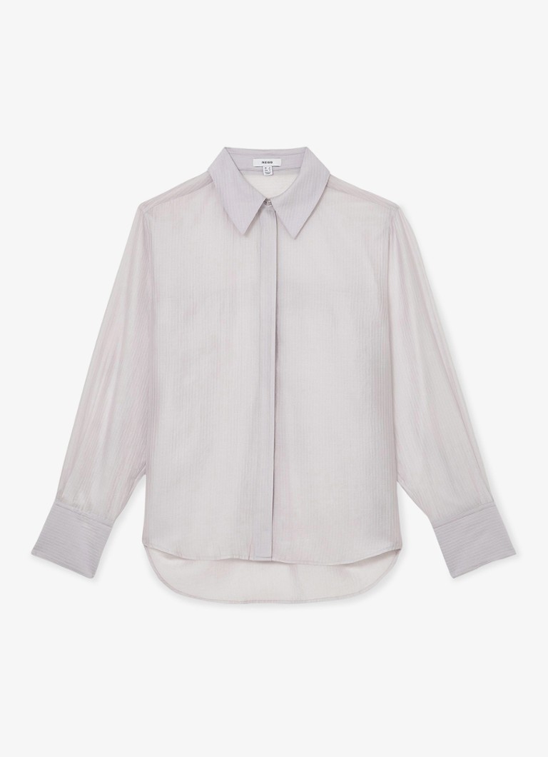 Reiss Dames Ally blouse met streepprint in de kleur Blauwgrijs