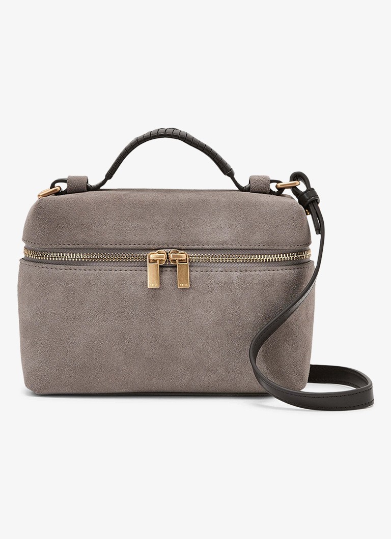 Reiss Dames Ines handtas van suède met afneembare schouderriem in de kleur Grey / Grijs