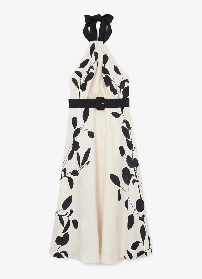 Reiss Dames Libby midi jurk met bloemenprint in de kleur Ivoor