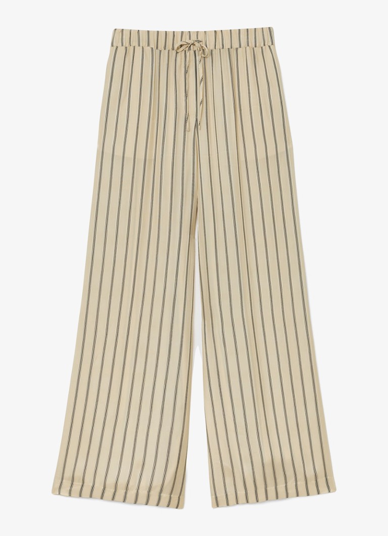 Reiss Dames Minnie high waist wide fit pantalon met streepprint in de kleur Creme
