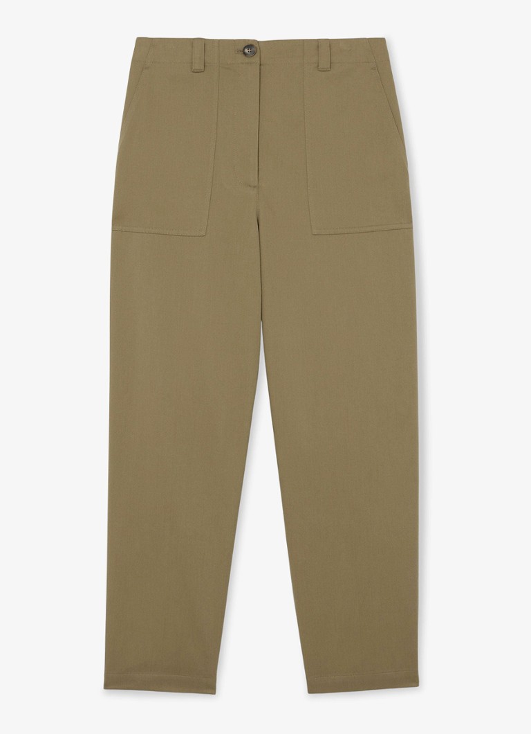 Reiss Dames Kasia high waist tapered fit pantalon in lyocellblend in de kleur Khaki Green / Groen