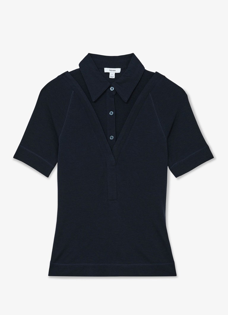 Reiss Dames Shona slim fit polo met cut-out detail in de kleur Blauw