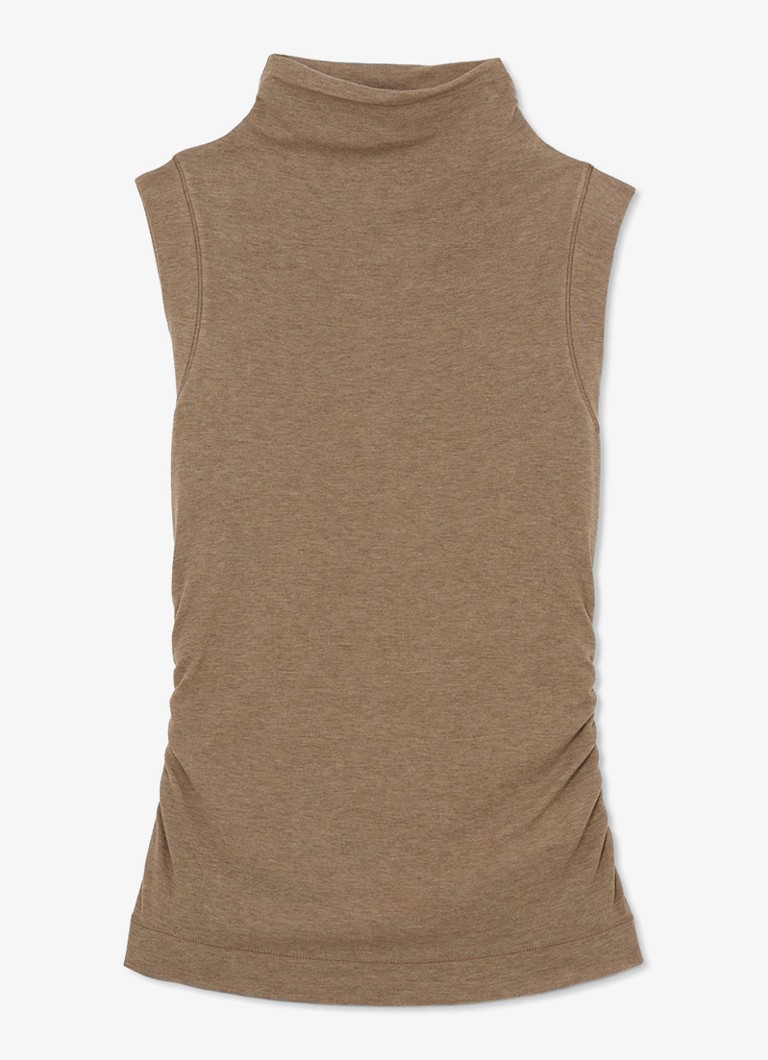 Reiss Dames Hattie fijngebreide coltrui in wolblend in de kleur Dark Neutral / Beige