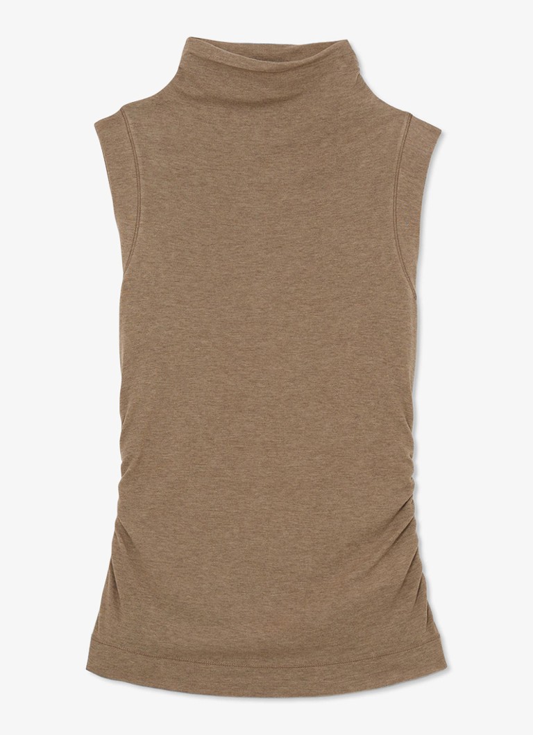 Reiss Dames Hattie fijngebreide coltrui in wolblend in de kleur Dark Neutral / Beige