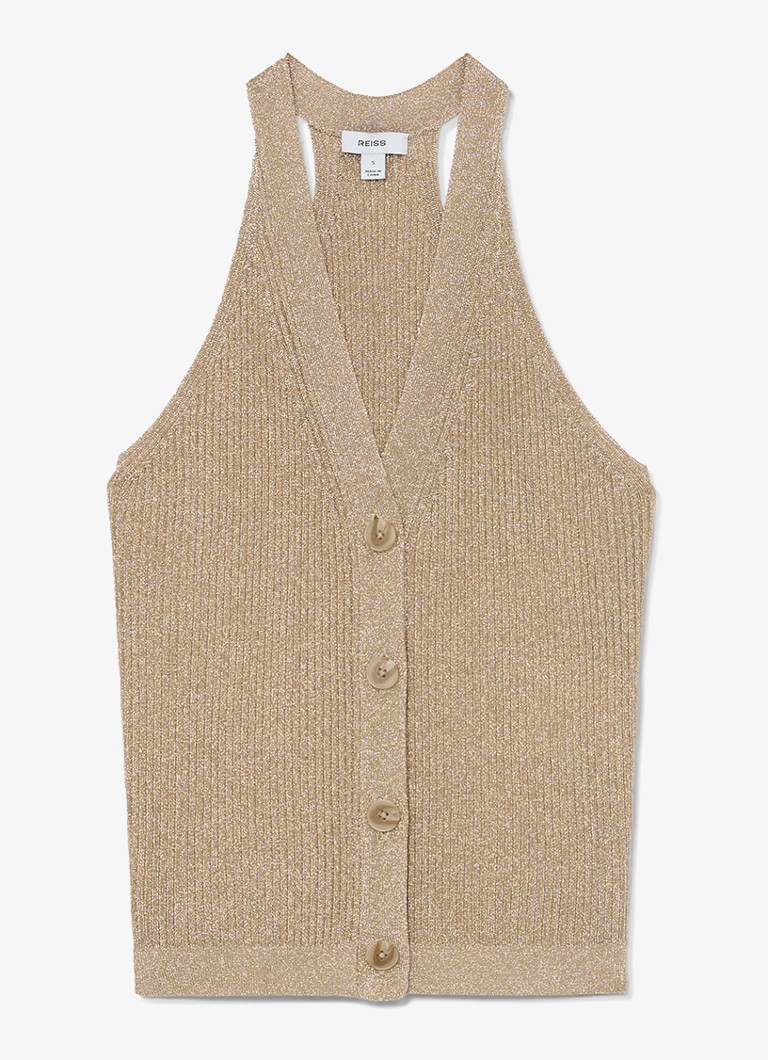 Reiss Dames Lilana gilet met lurex in de kleur Goud