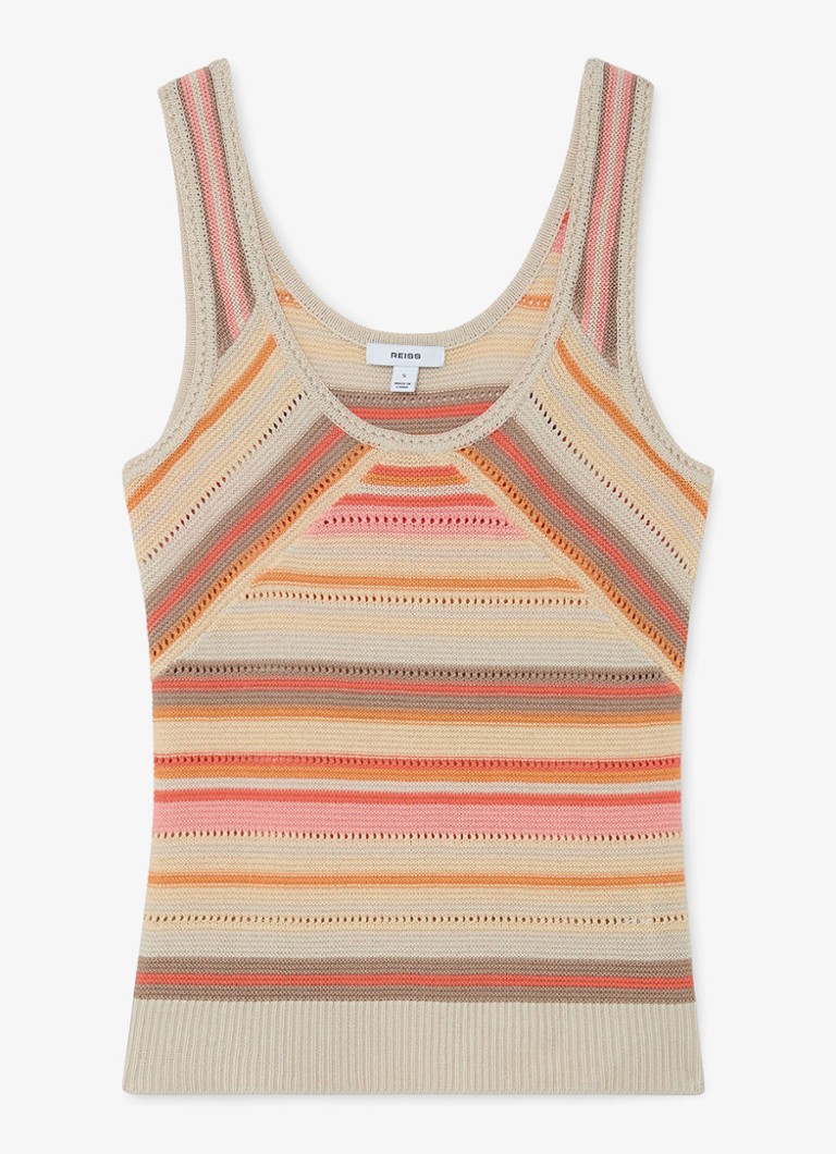 Reiss Dames MIRIAM fijngebreide top met streepprint in de kleur Creme