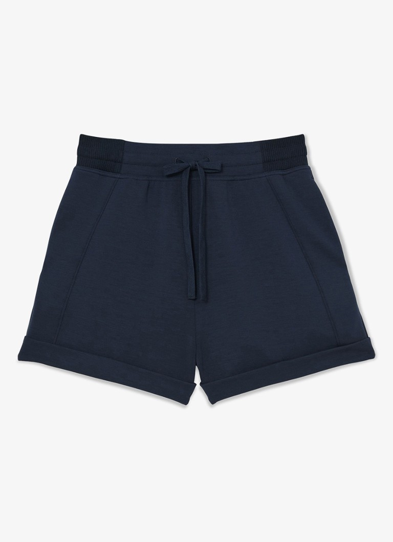 Reiss Dames Phoebe high waist korte joggingbroek met streekzakken in de kleur Navy / Blauw