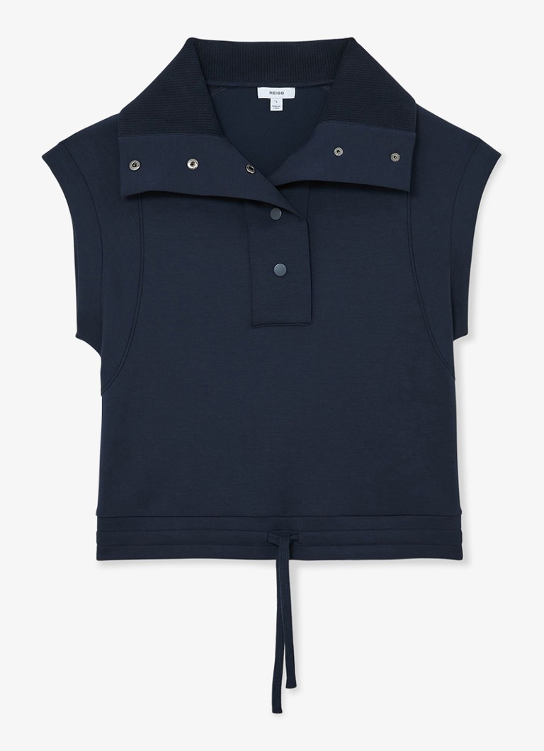 Reiss Dames Phoebe mouwloze top met opstaande kraag in de kleur Navy / Blauw