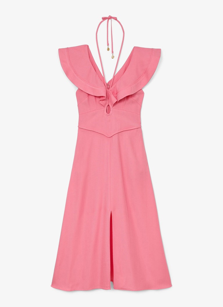 Reiss Dames Giselle midi jurk met split en cut-out detail in de kleur Roze