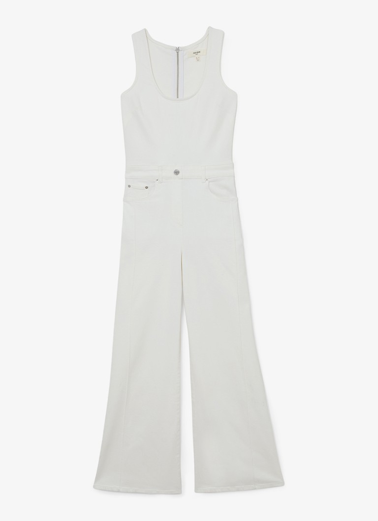 Reiss Dames Rose wide fit jumpsuit van denim in de kleur Gebroken wit