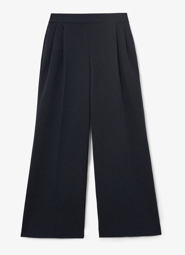 Reiss Dames Remi high waist wide fit pantalon met streepprint in de kleur Donkerblauw