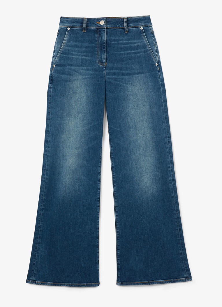 Reiss Dames Addie high waist wide leg jeans met steekzakken in de kleur Donkerblauw