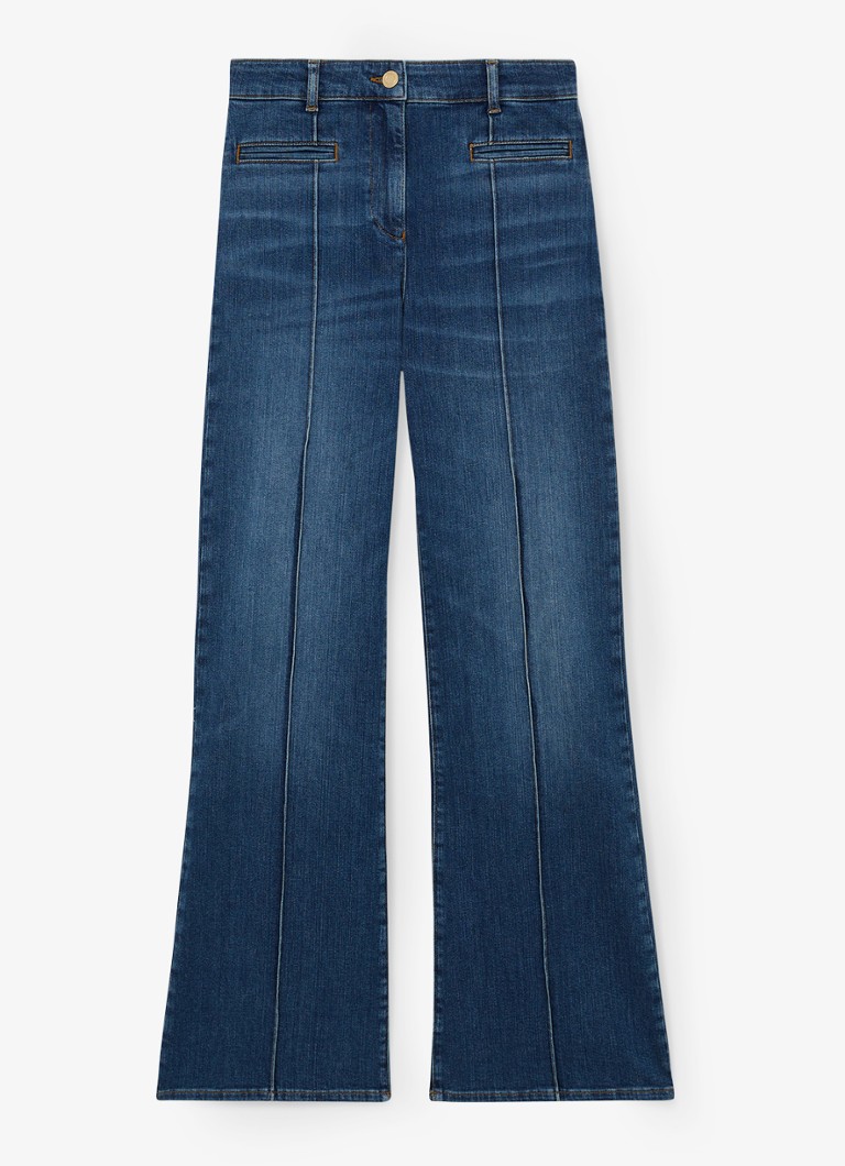 Reiss Dames Claude high waist flared jeans met paspelzakken in de kleur Indigo