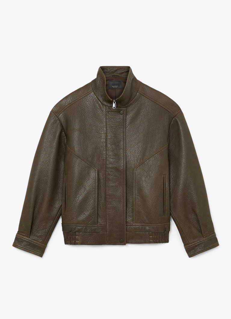 Reiss Dames Cara bomberjack van geitensuède in de kleur Khaki