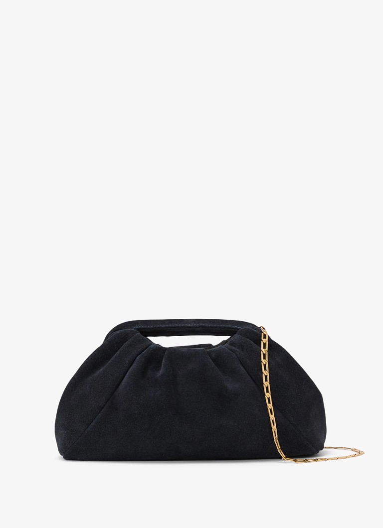 Reiss Dames June clutch van suède in de kleur Donkerblauw