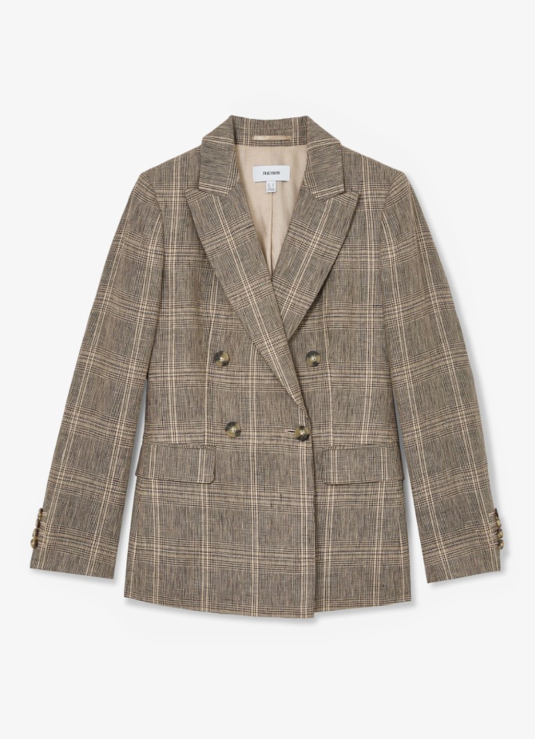Reiss Dames Sybil blazer met ruit dessin in de kleur Donkerbeige