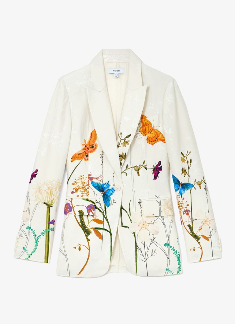 Reiss Dames Frankie blazer met bloemenprint in de kleur Creme