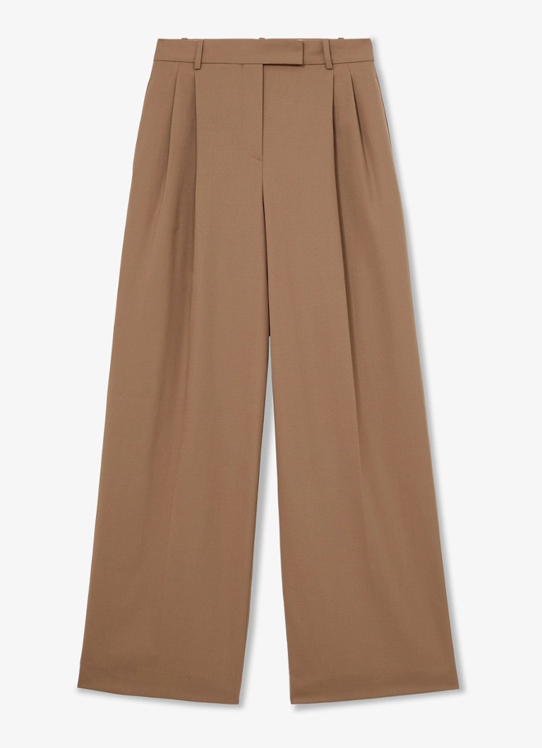 Reiss Dames LUNA high waist wide fit pantalon in wolblend in de kleur Camel