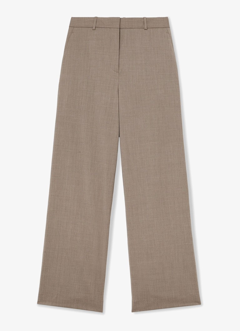 Reiss Dames ADIE high waist wide fit pantalon van wol in de kleur Zand
