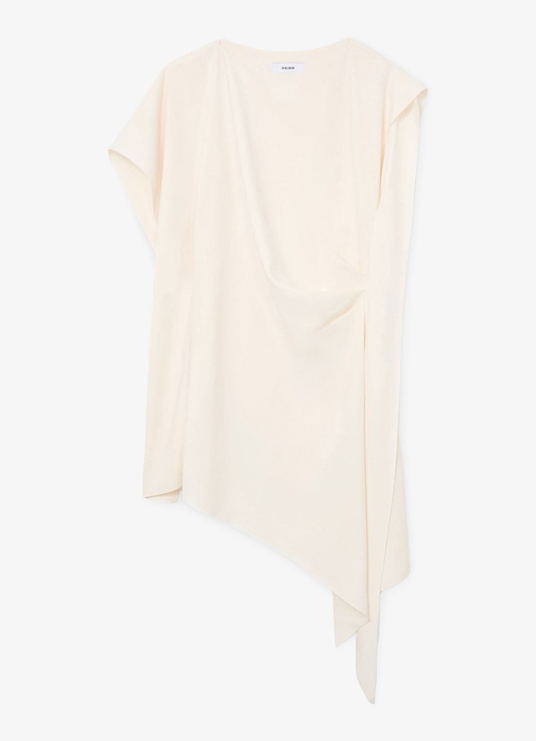 Reiss Dames Athena mini jurk met asymmetrische zoom in de kleur Wit