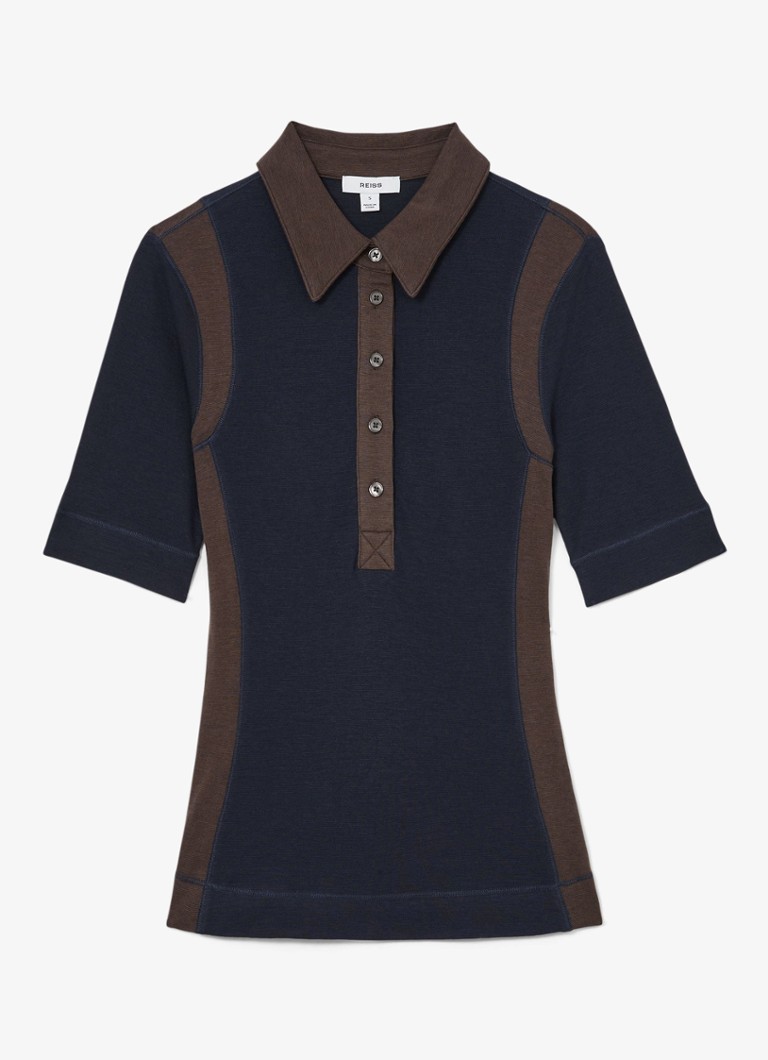 Reiss Dames Winnie top met gestreept detail in de kleur Chocoladebruin