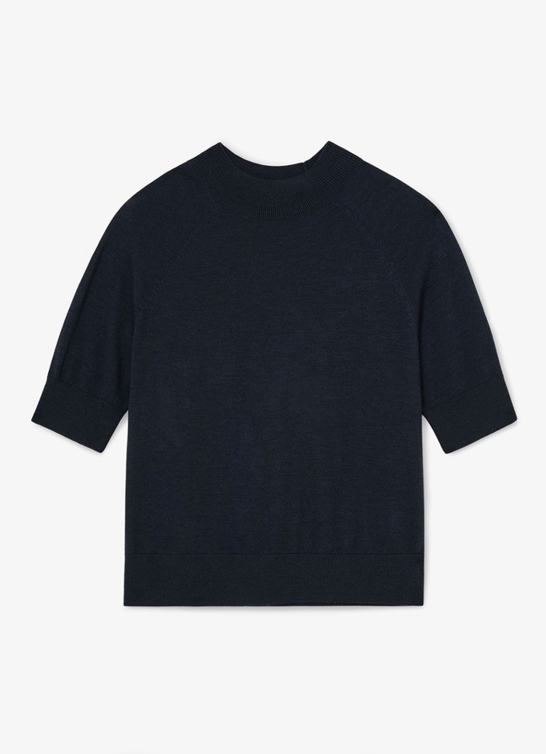 Reiss Dames Sienna top in wolblend met opstaande kraag in de kleur Blauw