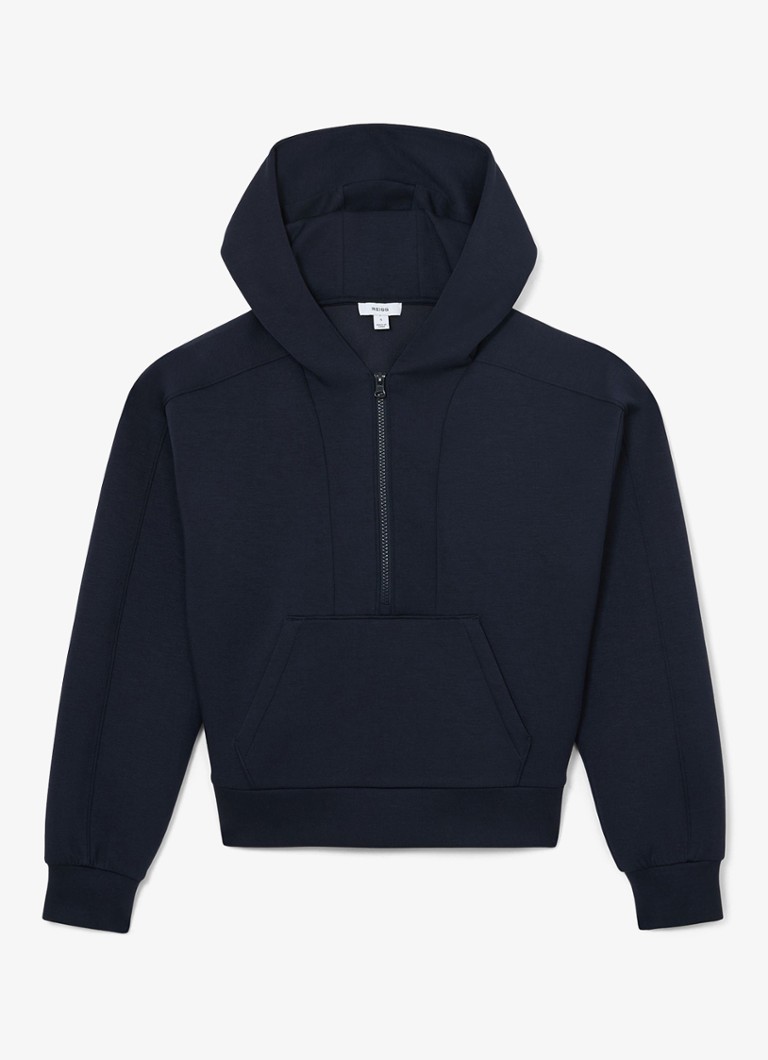 Reiss Dames Lockie hoodie met halve rits in de kleur Blauw