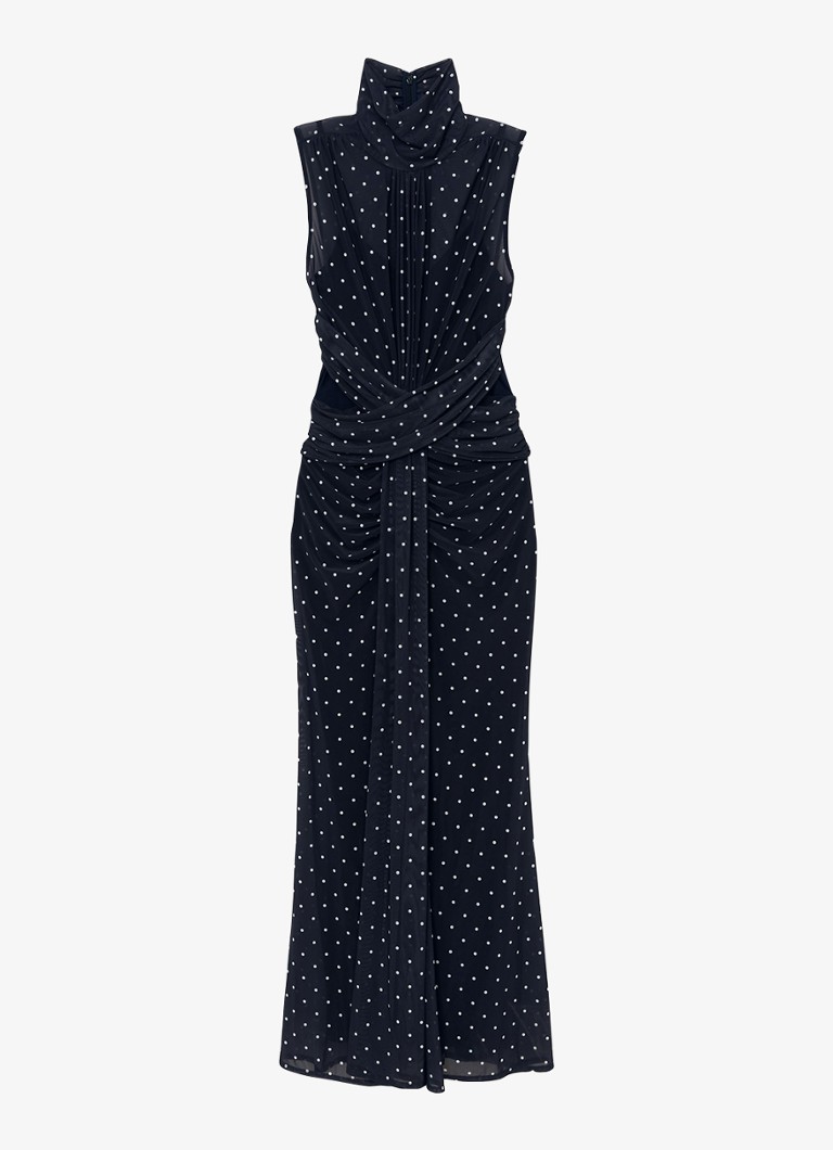 Reiss Dames Stacey maxi jurk met stippenprint in de kleur Donkerblauw