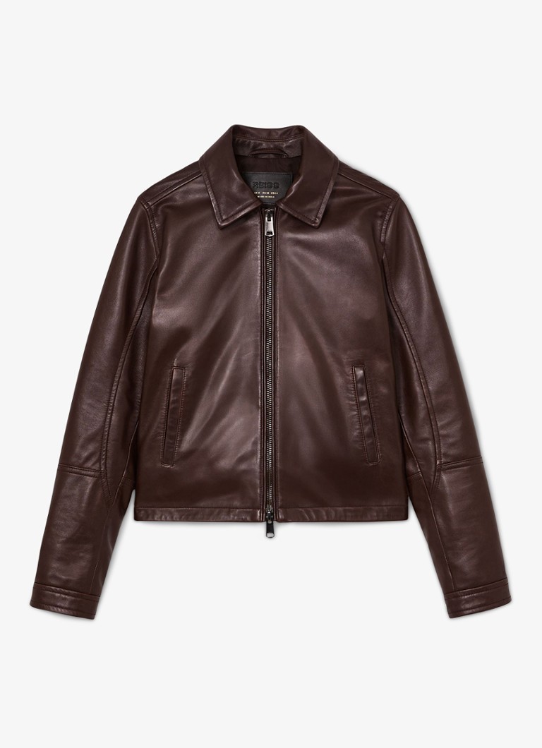 Reiss Dames Sorina jack van leer in de kleur Bruin