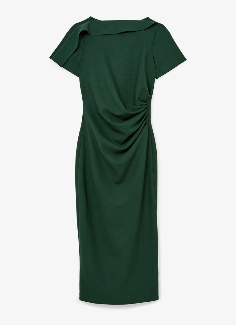 Reiss Dames Hilary midi jurk met geplooid detail in de kleur Zeegroen