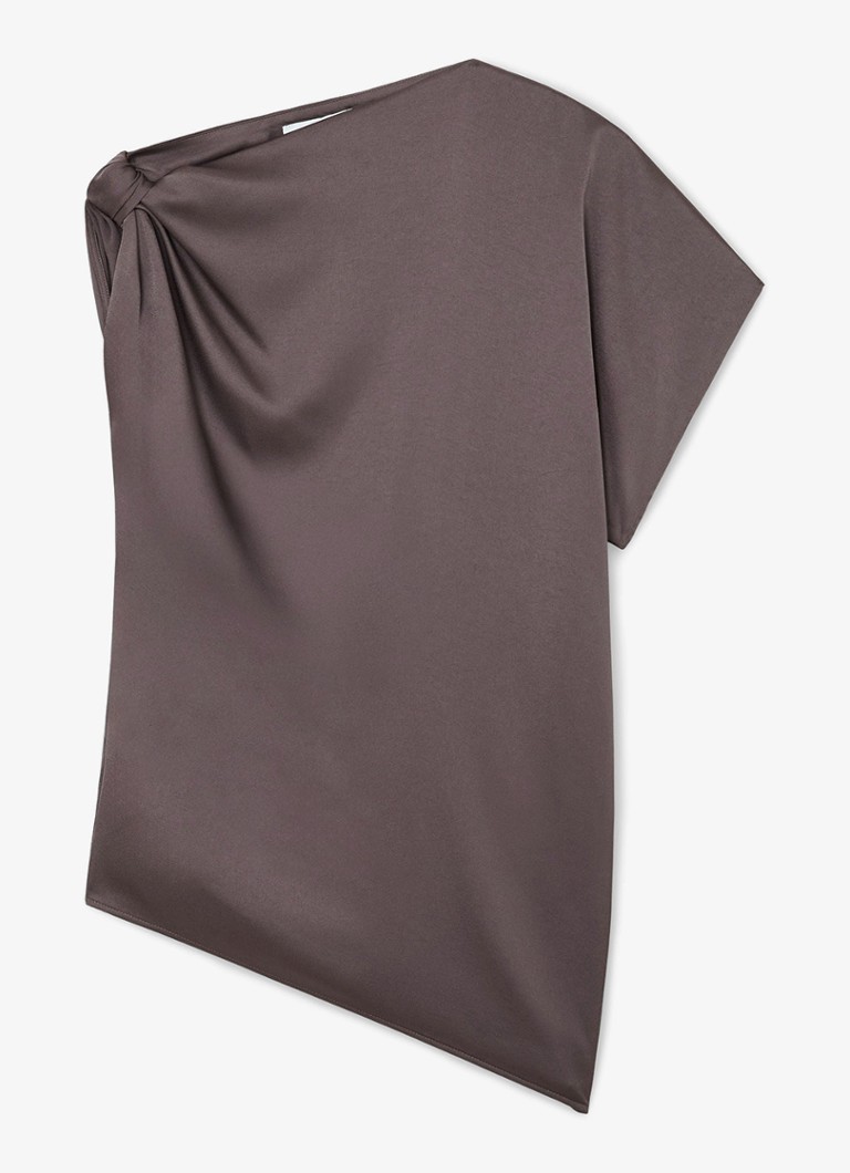 Reiss Dames Kezia top van satijn met knoopdetail in de kleur Mauve / Paars
