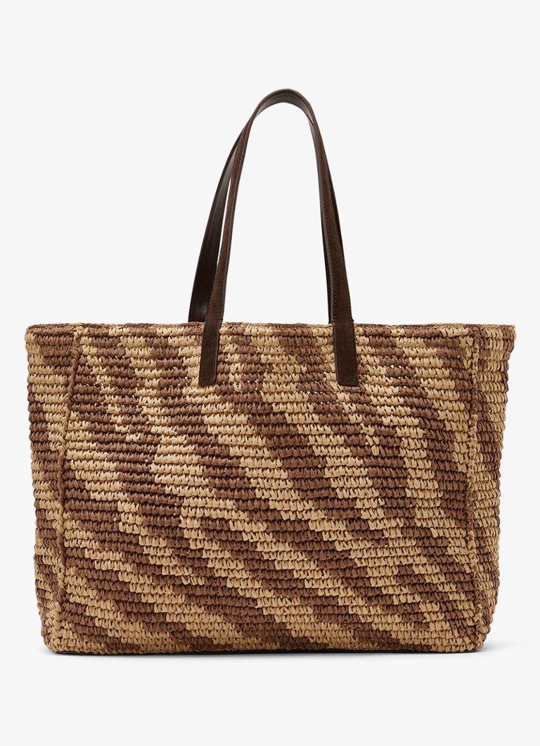 Reiss Dames Rosie schoudertas van raffia in de kleur Natural/Tan / Beige