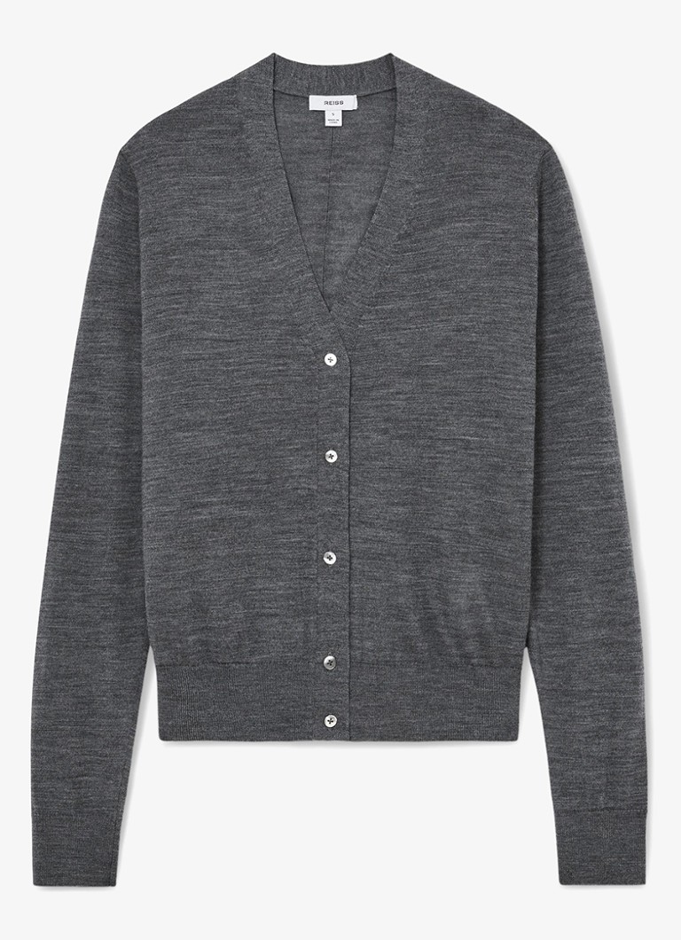 Reiss Dames Simi fijngebreid vest van merino wol in de kleur Donkergrijs