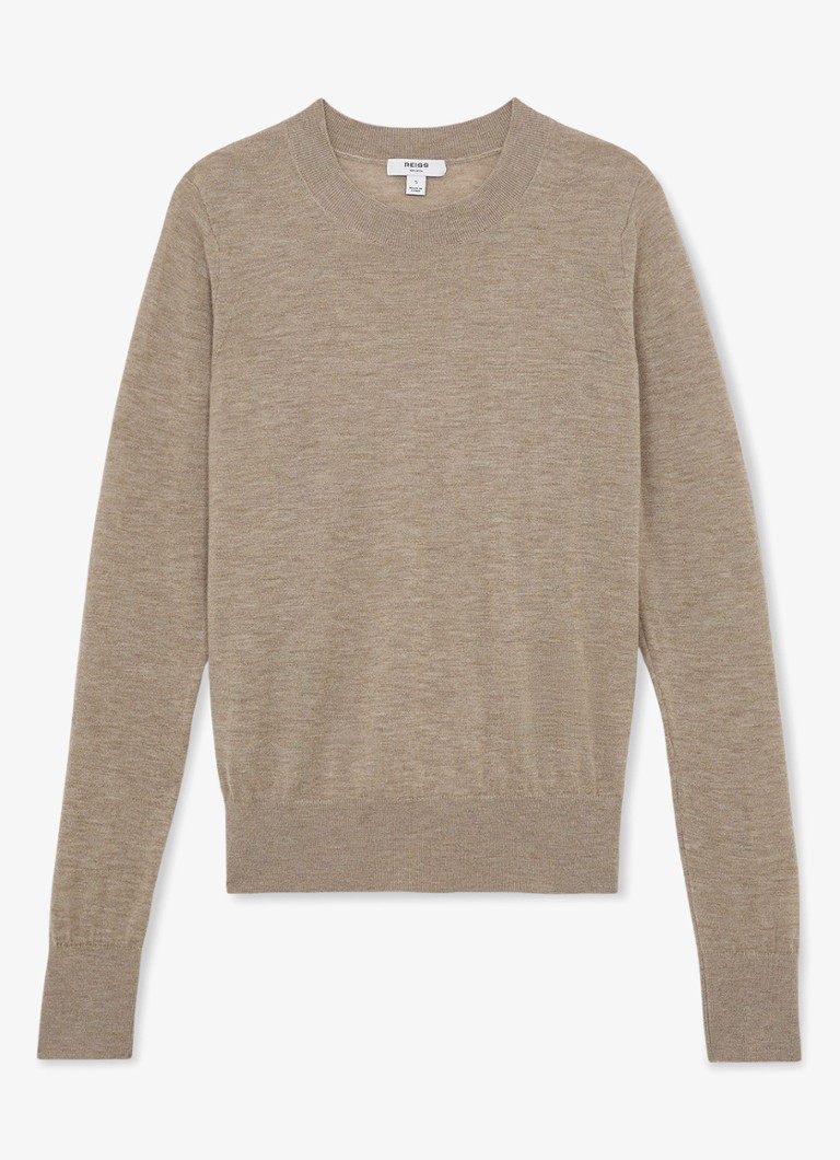 Reiss Dames Sadie fijngebreide pullover in merino wolblend in de kleur Beige