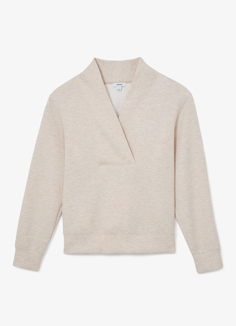 Reiss Dames Annabel sweater met opstaande kraag in de kleur Beige