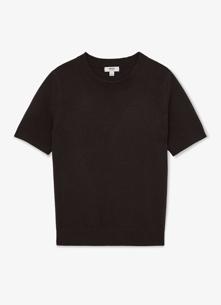 Reiss Dames Stevie fijngebreid T-shirt van kasjmier in de kleur Donkerbruin