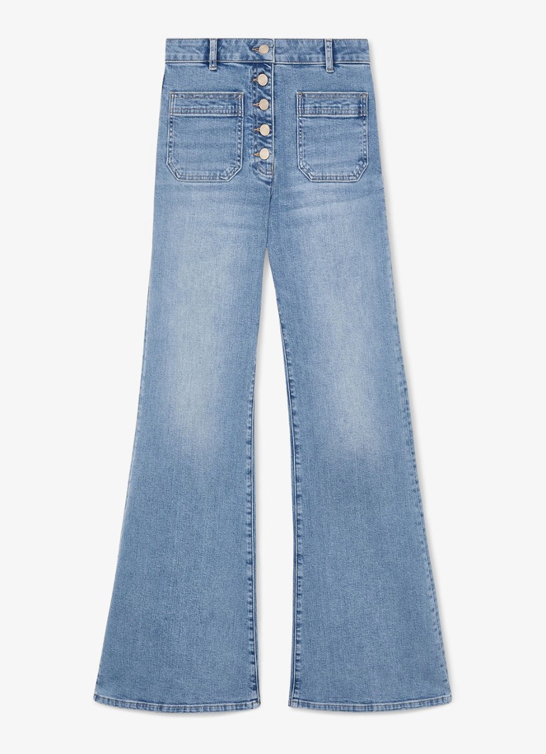 Reiss Dames Cali high waist flared jeans met opgestikte zakken in de kleur Light Blue / Lichtblauw